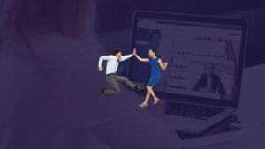 high fiving co worker on way to event